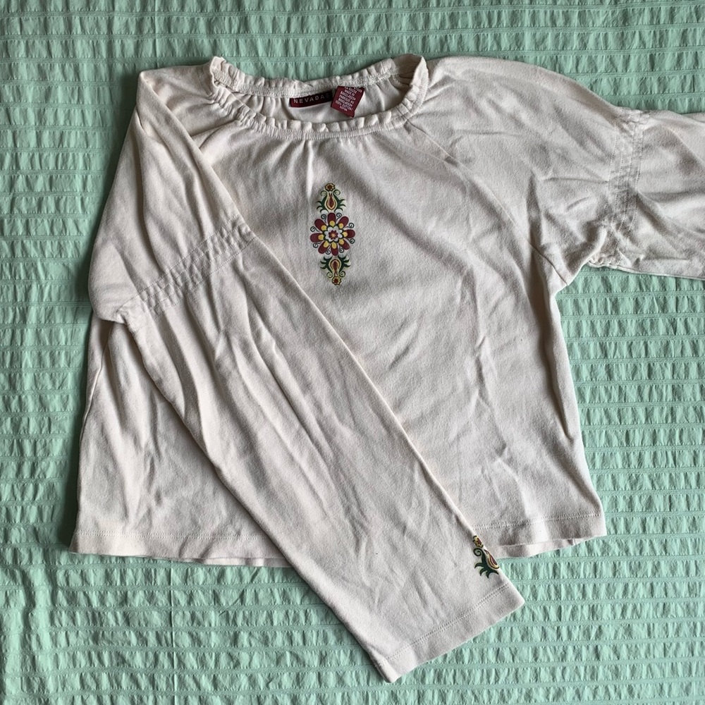 Nevada Large Cream Crop Top Long Sleeve